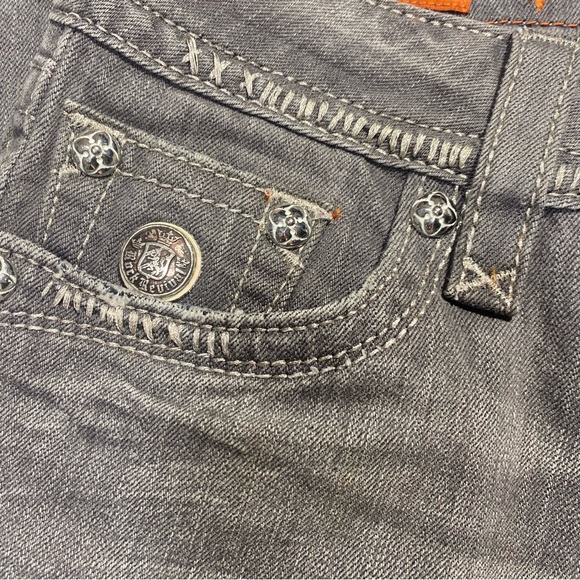 Rock Revival Gray Wash Celine Embroidered Heavy Stitching Skinny Jeans Size 30 - Picture 7 of 13